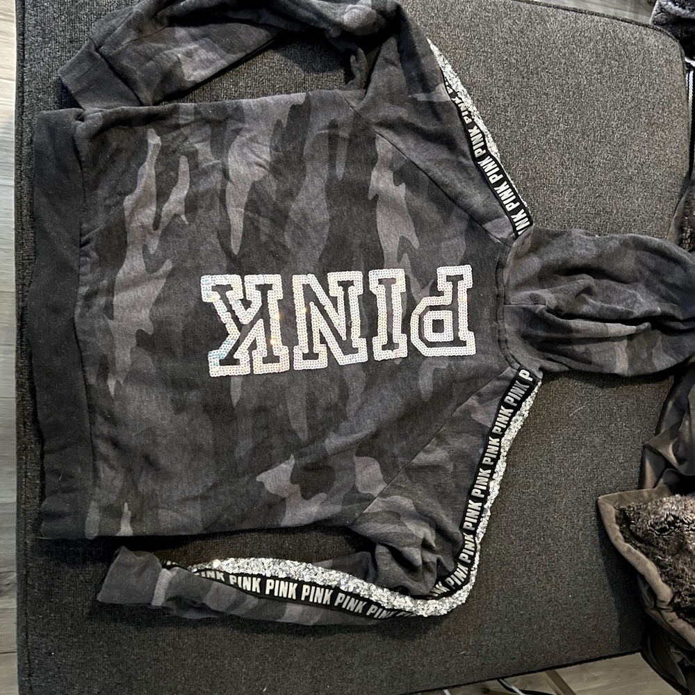 Pink by Victoria Secret Cano Sequin zip hoodie sweatshirt